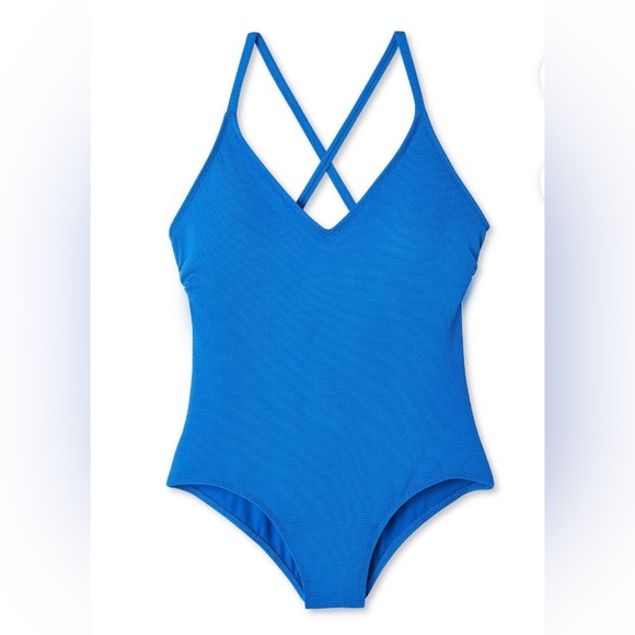 Time and Tru Women's V-Neckline 1-Piece Swimsuit - Size 12 - Picture 11 of 11